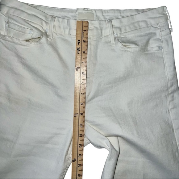 MOTHER White Flare Wide Leg Jeans with Frayed Hem - Picture 12 of 14